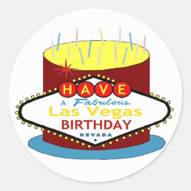 Have A Fabulous Las Vegas Birthday  Cake Sticker (Front)