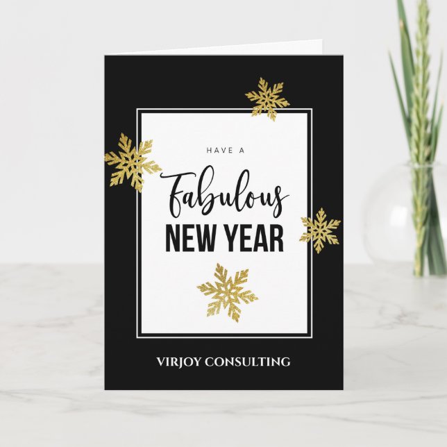 Have A Fabulous NEW YEAR | Corporate Business Gold Holiday Card (Front)
