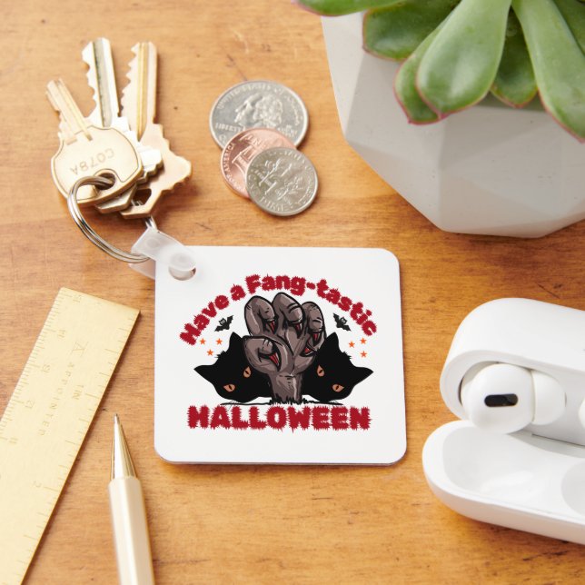 Have A Fang-Tastic Halloween Monster Hand Design Key Ring (Desk)