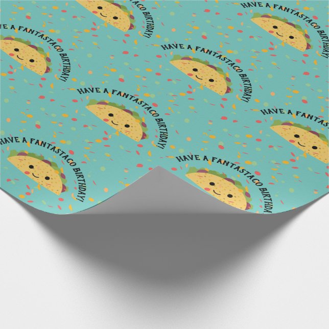 Have a Fantastaco Birthday Cute kawaii Taco Wrapping Paper (Corner)