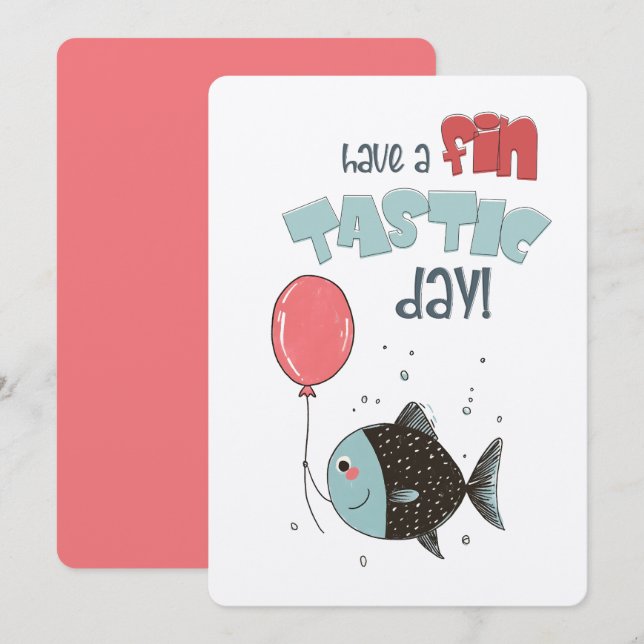 Have a Fin-tastic Birthday! | A Fish-Themed Card (Front/Back)
