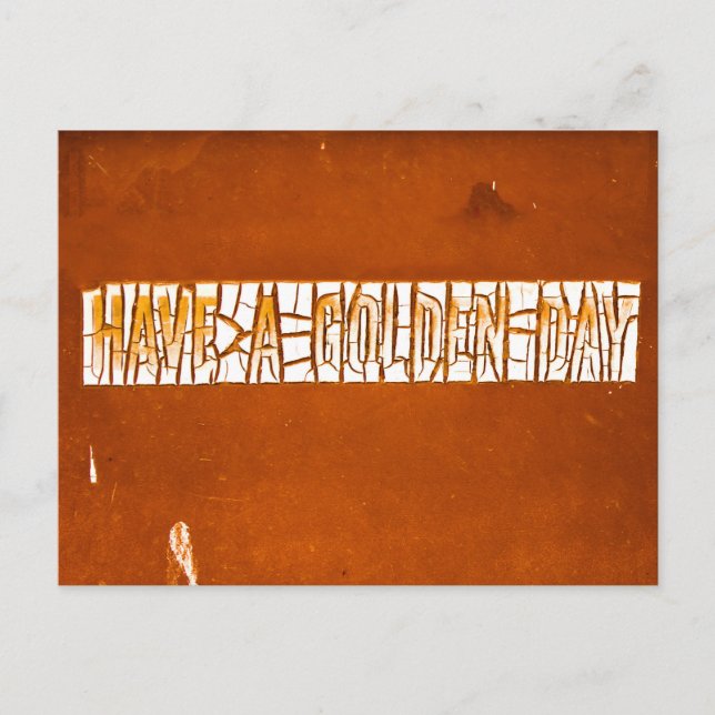 "Have A Golden Day" Rustic Peeling Paint  Postcard (Front)