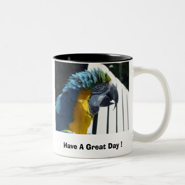 Have A Great Day ! Macaw Two-Tone Coffee Mug (Right)