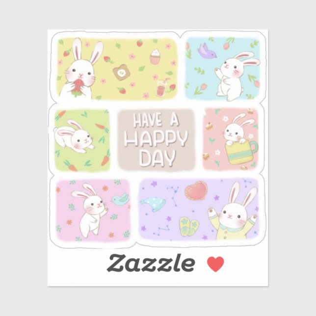 Have A Happy Day: Cute Bunny Illustration (Sheet)