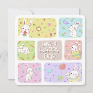 Have A Happy Day: Cute Bunny Illustration Holiday Card