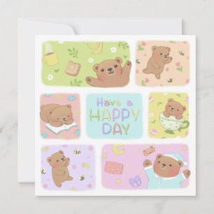 Have A Happy Day: Cute Teddy Bear Illustration Invitation