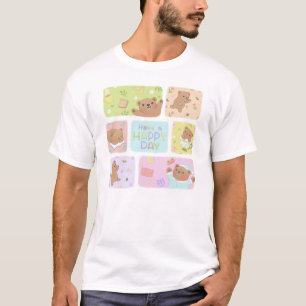 Have A Happy Day: Cute Teddy Bear Illustration T-Shirt