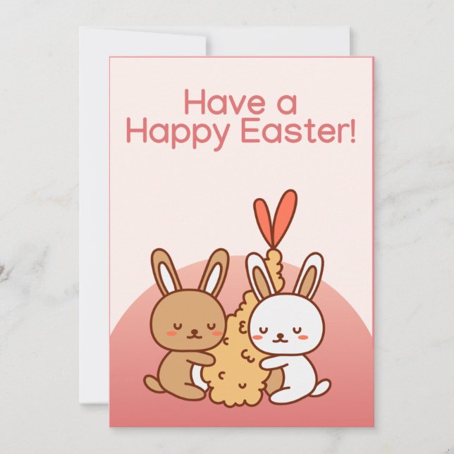 Have a Happy Easter Adorable Kawaii Bunny Love Red Holiday Card (Front)