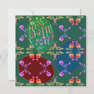 "Have a Happy Easter" Eggs Green Blank Card