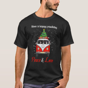 Have A Happy Pawliday Peace And Love Boston Terrie T-Shirt