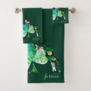 "Have a Happy St. Patrick's Day"Leprechaun Bath T Towel Set