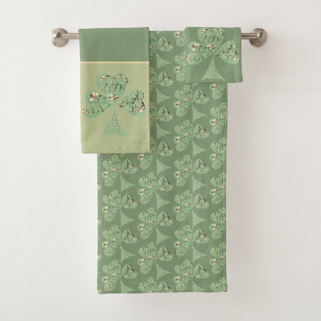 "Have a Happy St. Patrick's Day" Shamrock Towel (Insitu)