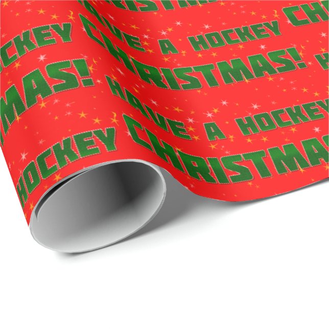 Have A Hockey Christmas Holiday Pattern Gift Wrap (Roll Corner)