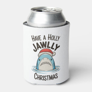 Have A Holly Jawlly Christmas Shark Santa Hat Can Cooler