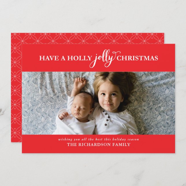 HAVE A HOLLY JOLLY CHRISTMAS FLAT PHOTO HOLIDAY CARD (Front/Back)