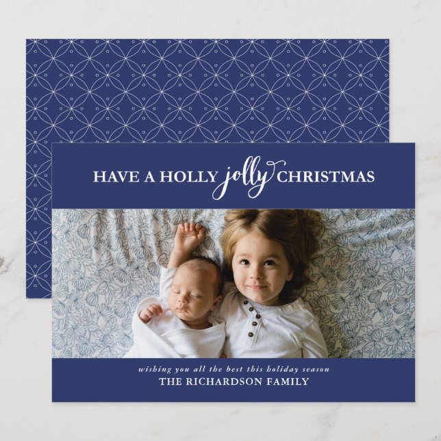 HAVE A HOLLY JOLLY CHRISTMAS FLAT PHOTO HOLIDAY CARD (Front/Back)