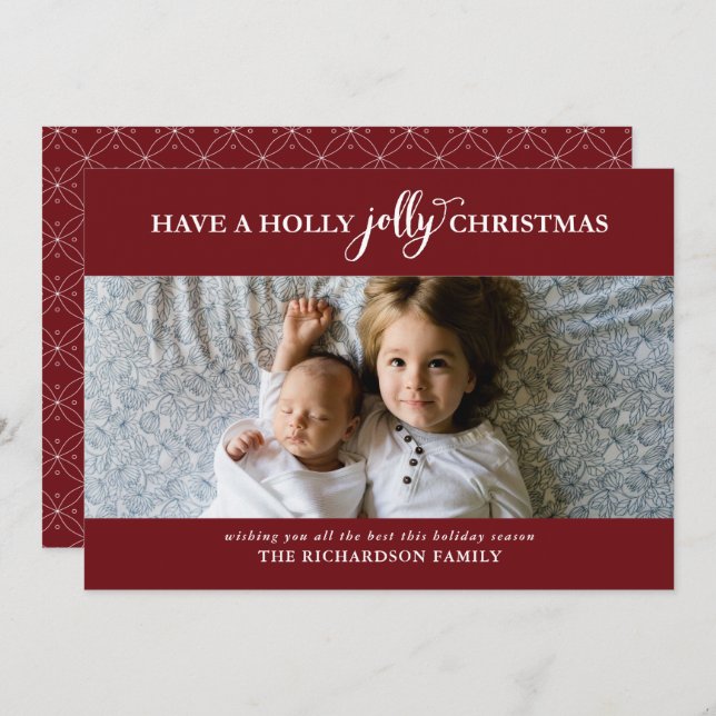 HAVE A HOLLY JOLLY CHRISTMAS FLAT PHOTO HOLIDAY CARD (Front/Back)