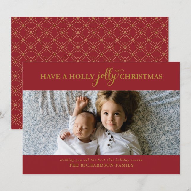 HAVE A HOLLY JOLLY CHRISTMAS FLAT PHOTO HOLIDAY CARD (Front/Back)