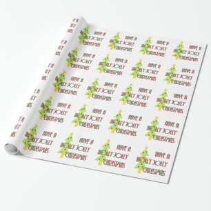 have a holly jolly christmas mid century modern wrapping paper