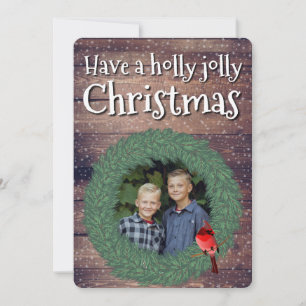 Have a Holly Jolly Christmas photo wreath Holiday Card