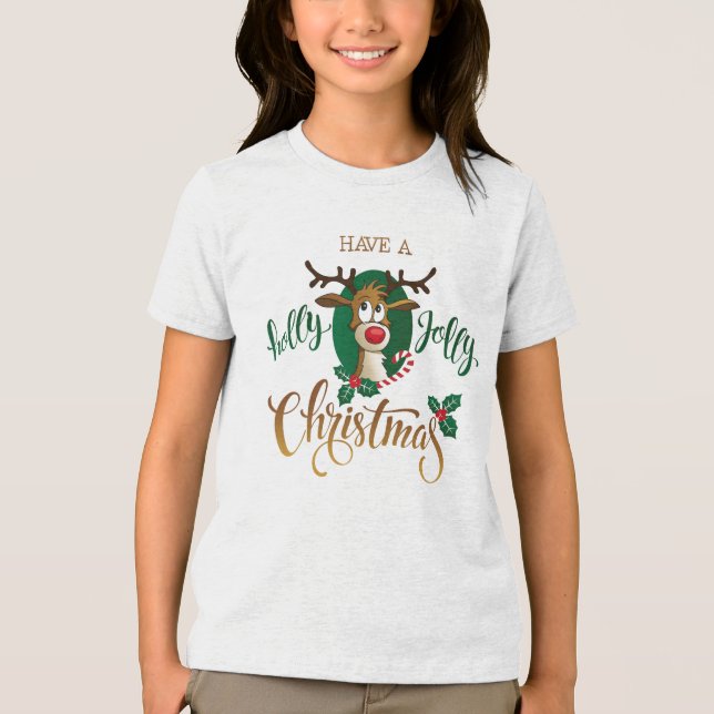 Have A Holly Jolly Christmas Reindeer | Holidays Tri-Blend Shirt (Front)