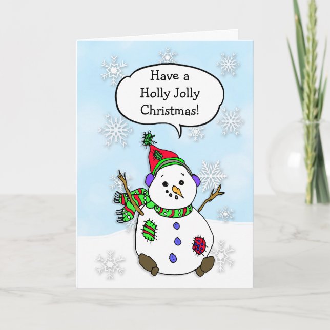 Have a Holly Jolly Christmas Snowman Holiday Card (Front)