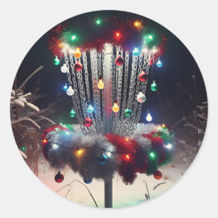 Have a Holly Jolly Disc-mas! Christmas Humour Classic Round Sticker