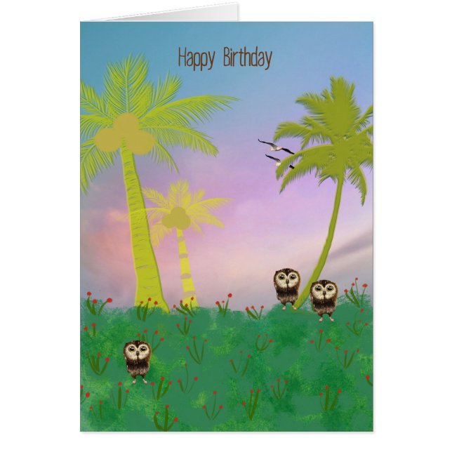 Have a HOOT of a Birthday Card Burrowing Owls (Front)
