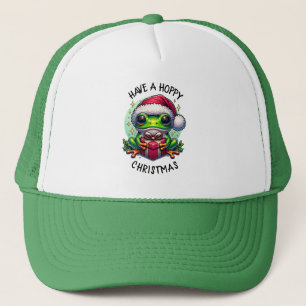 Have a Hoppy Christmas Frog Pun Trucker Hat