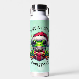 Have a Hoppy Christmas Frog Pun Water Bottle