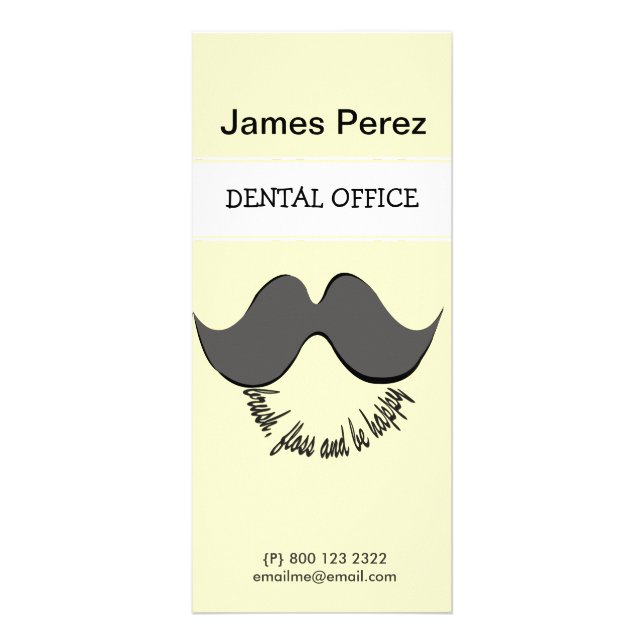 Have a Laugh  Funny Cartoon Dentist Moustache Flos Rack Card (Front)