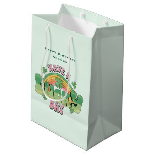 Have a Lucky Day Retro Typography Birthday Medium Gift Bag