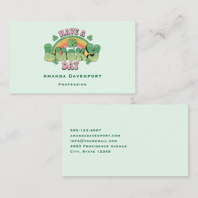 Have a Lucky Day Retro Typography Business Card (Front/Back)