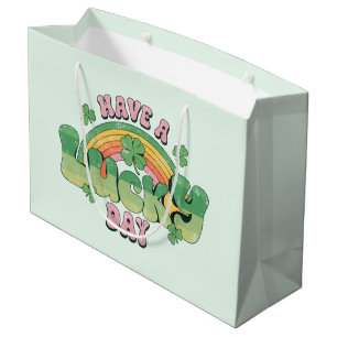 Have a Lucky Day Retro Typography Large Gift Bag