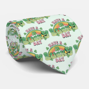 Have a Lucky Day Retro Typography Pattern Tie