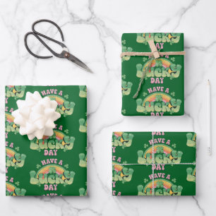 Have a Lucky Day Retro Typography Pattern Wrapping Paper Sheet