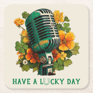 Have a Lucky Day – St. Patrick’s Music Art Square Paper Coaster