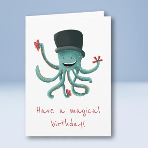 Have a magical birthday Octopus Magician Birthday Card