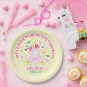 Have a Magical Day Cute Unicorn Kids Birthday Paper Plate