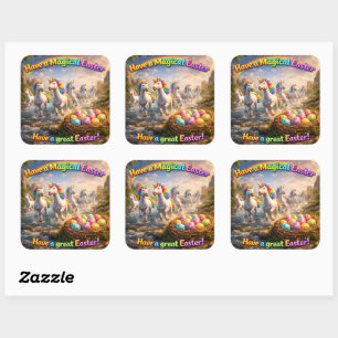 Have a magical Easter enchanted unicorns and Easte Square Sticker