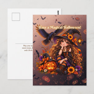 Have a Magical Halloween Cute Witch Postcard