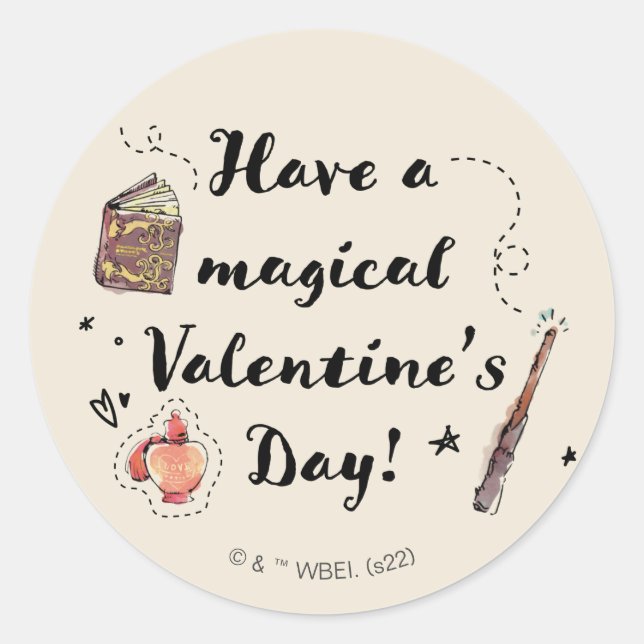 Have A Magical Valentine's Day Classic Round Sticker (Front)