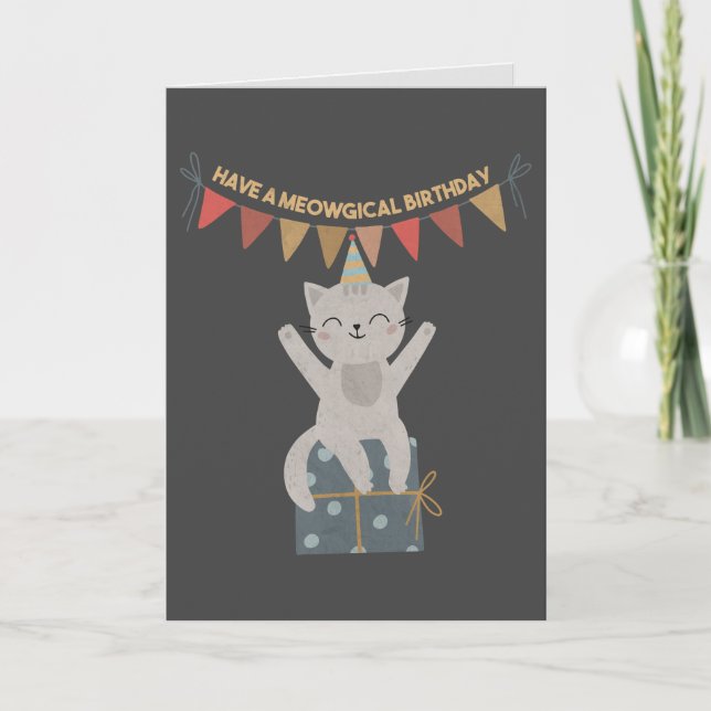 Have a Meowgical Birthday Folded Greeting Card (Front)
