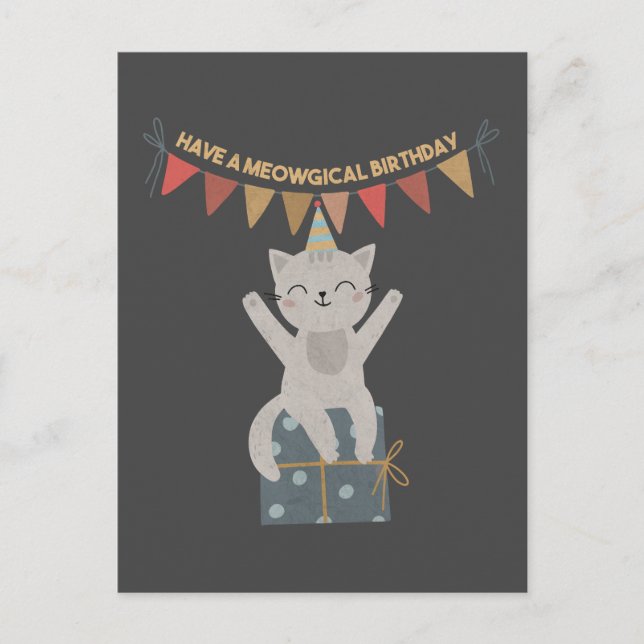 Have a Meowgical Birthday Postcard (Front)