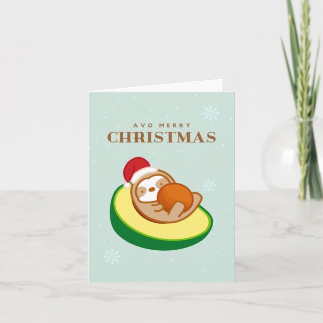 Have a Merry Christmas Avocado Sloth  Holiday Card (Front)
