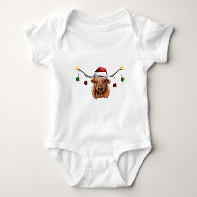 Have a Merry Hielan Coo Christmas  Baby Bodysuit (Front)