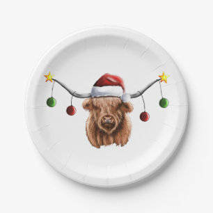 Have a Merry Hielan Coo Christmas Key Ring Paper Plate