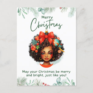 Have a merry melanin Christmas black girl magic Holiday Postcard