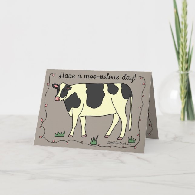 "Have a Moo-velous Day!" Cow Greeting Card (Front)