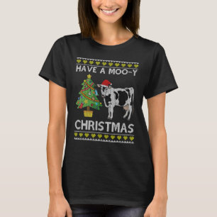 Have A Moo Y Mooy Merry Christmas Dairy Cow T-Shirt
